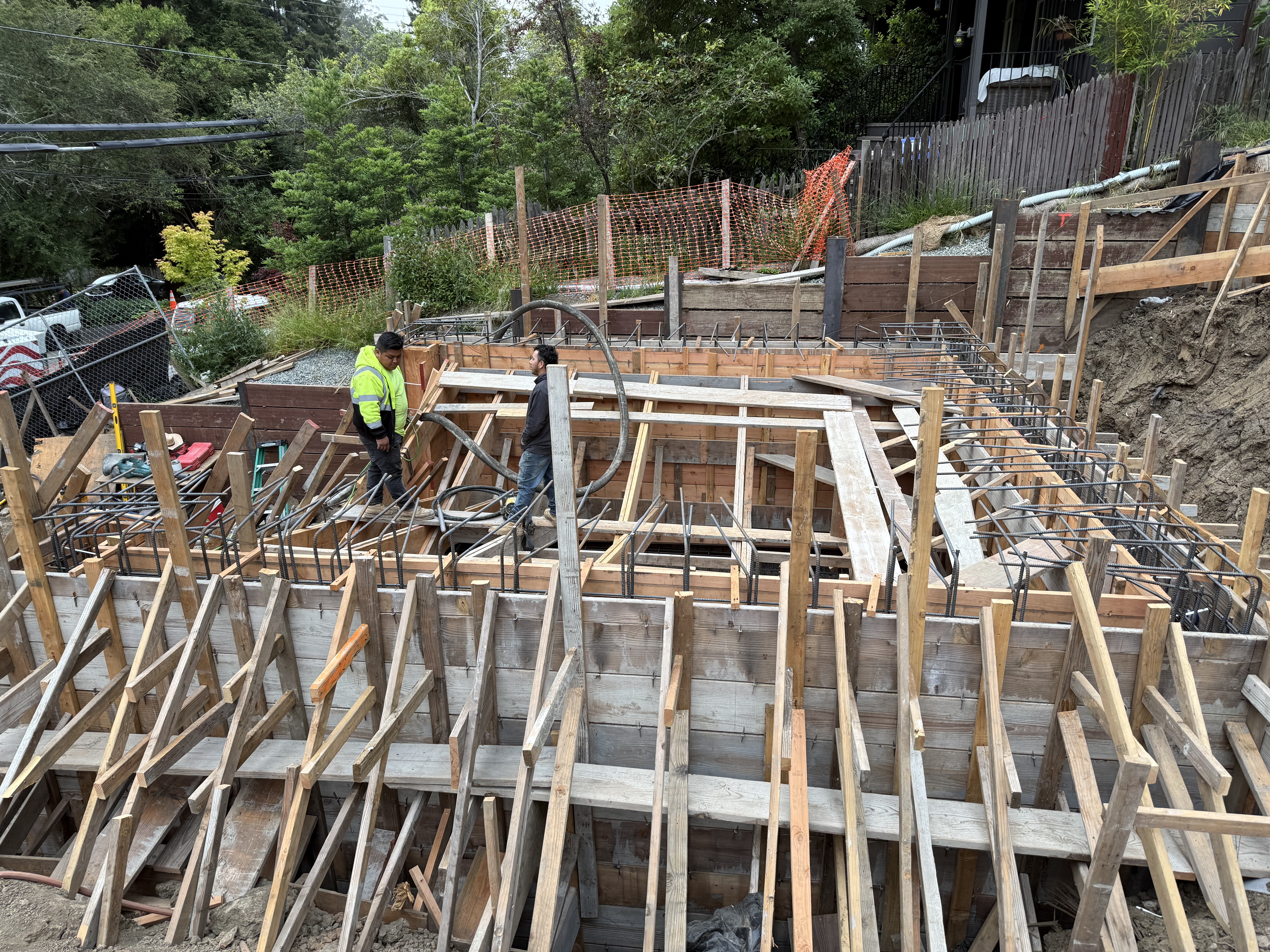 Rebar grid on vapor barrier — foundation prep